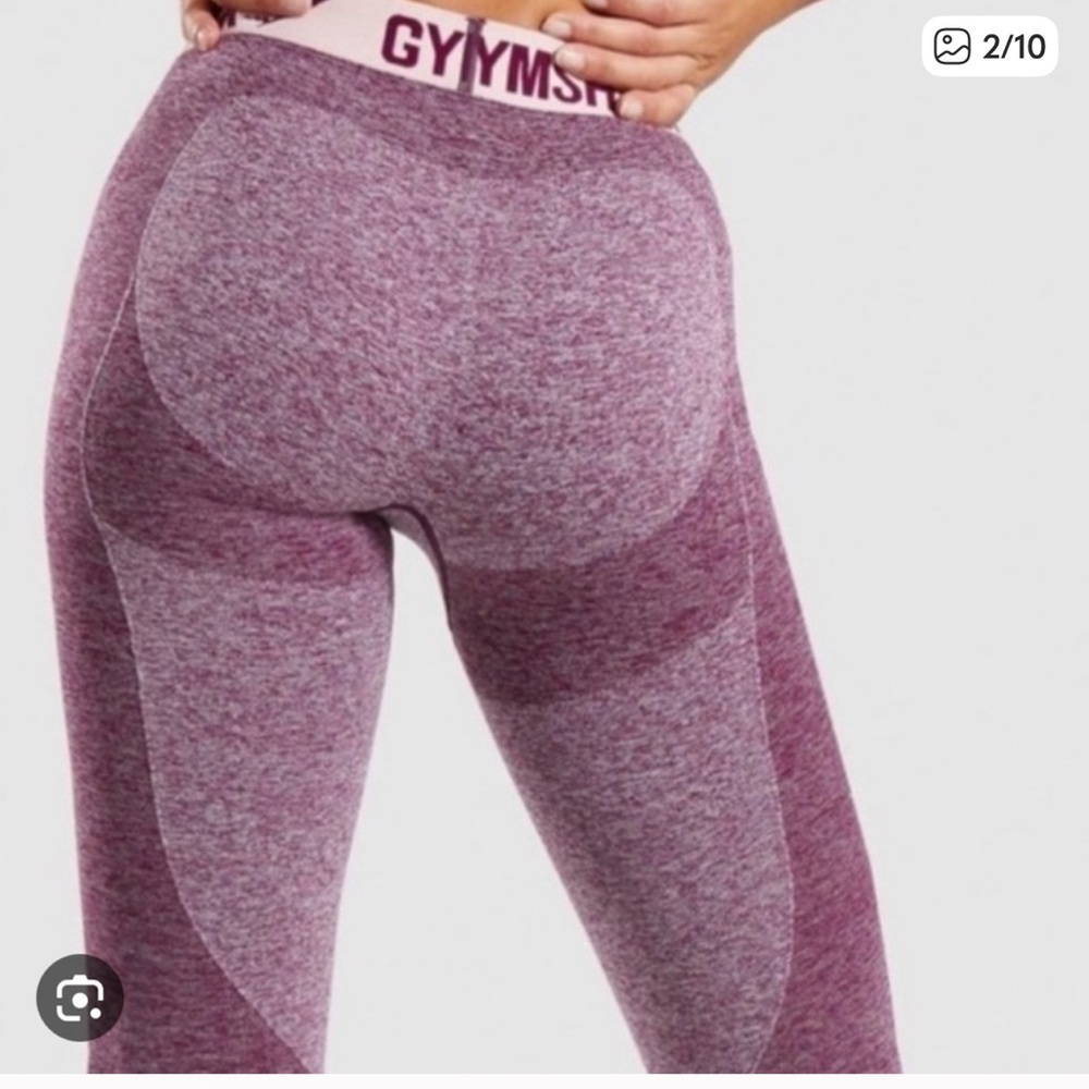 Gymshark Flex Leggings in Dark Ruby Marl/Blush Nude, Size Medium